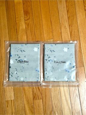 Calvin Klein Light Blue Floral & Solid Pillow Shams (Set of Two)